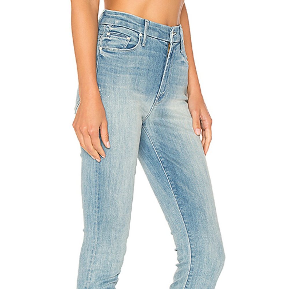 MOTHER Denim High-Waist Looker Ankle Fray Skinny - Picture 1 of 6